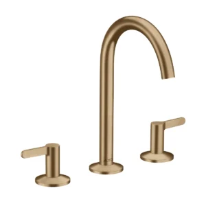 AXOR One 3-hole basin mixer 170 with lever handles and push-open waste set - Brushed Bronze