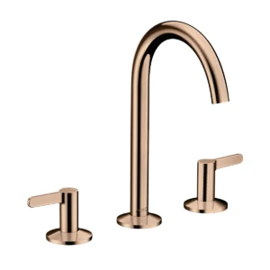 AXOR One 3-hole basin mixer 170 with lever handles and push-open waste set - Polished Redgold