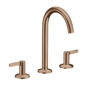 AXOR One 3-hole basin mixer 170 with lever handles and push-open waste set - Brushed Redgold