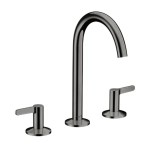 AXOR One 3-hole basin mixer 170 with lever handles and push-open waste set - Polished Black Chrome
