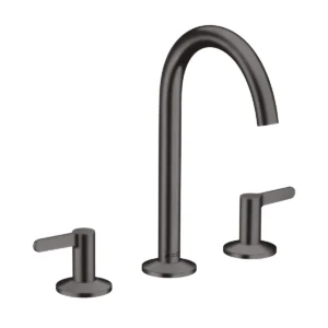 AXOR One 3-hole basin mixer 170 with lever handles and push-open waste set - Brushed Black Chrome