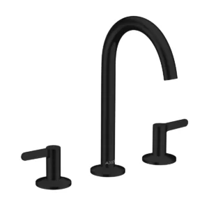 AXOR One 3-hole basin mixer 170 with lever handles and push-open waste set - Matt Black