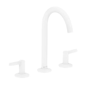AXOR One 3-hole basin mixer 170 with lever handles and push-open waste set - Matt White