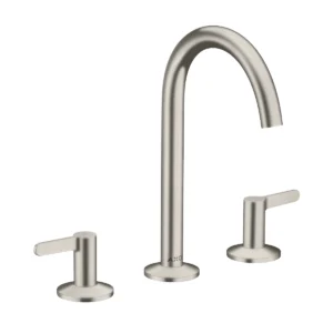 AXOR One 3-hole basin mixer 170 with lever handles and push-open waste set - Stainless Steel Optic