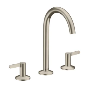 AXOR One 3-hole basin mixer 170 with lever handles and push-open waste set - Brushed Nickel