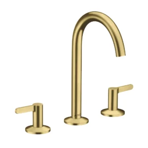 AXOR One 3-hole basin mixer 170 with lever handles and push-open waste set - Brushed Brass