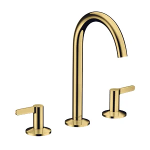 AXOR One 3-hole basin mixer 170 with lever handles and push-open waste set - Polished Gold-Optic