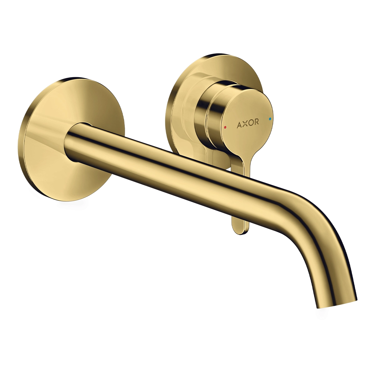 AXOR One Single lever basin mixer for concealed installation wall-mounted with lever handle and spout 220 mm - Polished Gold-Optic