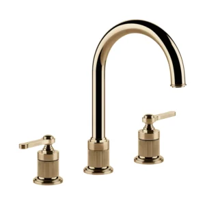 Gessi Venti20 Three Hole Basin Mixer Tap Curved Spout No Waste