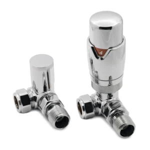 IVX Essential  Thermostatic Corner Chrome Radiator Valve & L/S