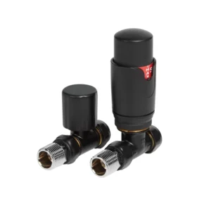 IVX Essential  Thermostatic Straight Black Radiator Valve & L/S