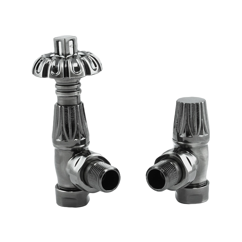 IVX Essential Thermostatic Westminster Angled Black Nickel Radiator Valve & L/S
