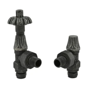 IVX Essential  Thermostatic Westminster Angled Pewter Radiator Valve & L/S