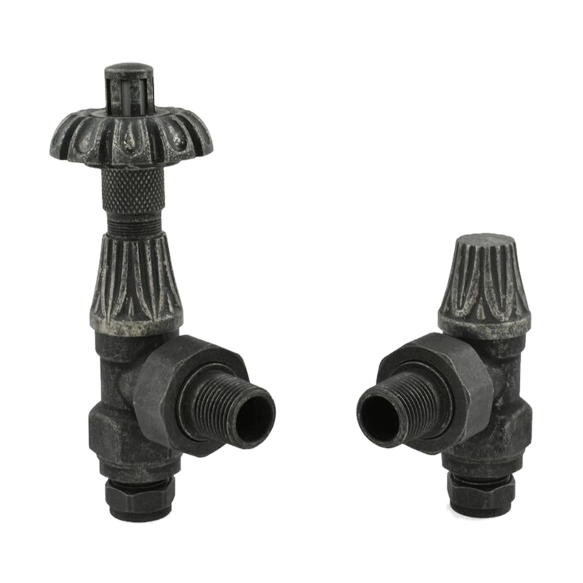 IVX Essential Thermostatic Westminster Angled Pewter Radiator Valve & L/S