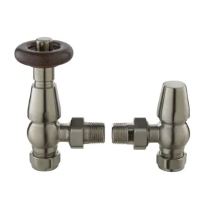 IVX Essential  Thermostatic Chelsea Angled Satin Nickel Radiator Valve & L/S