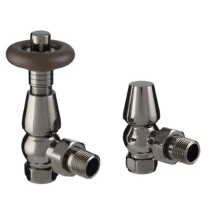 IVX Essential  Thermostatic Chelsea Angled Black Nickel Radiator Valve & L/S