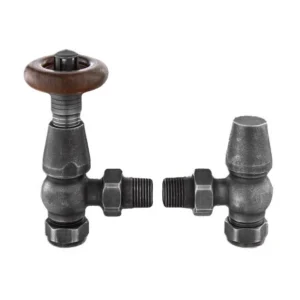 IVX Essential  Thermostatic Chelsea Angled Pewter Radiator Valve & L/S
