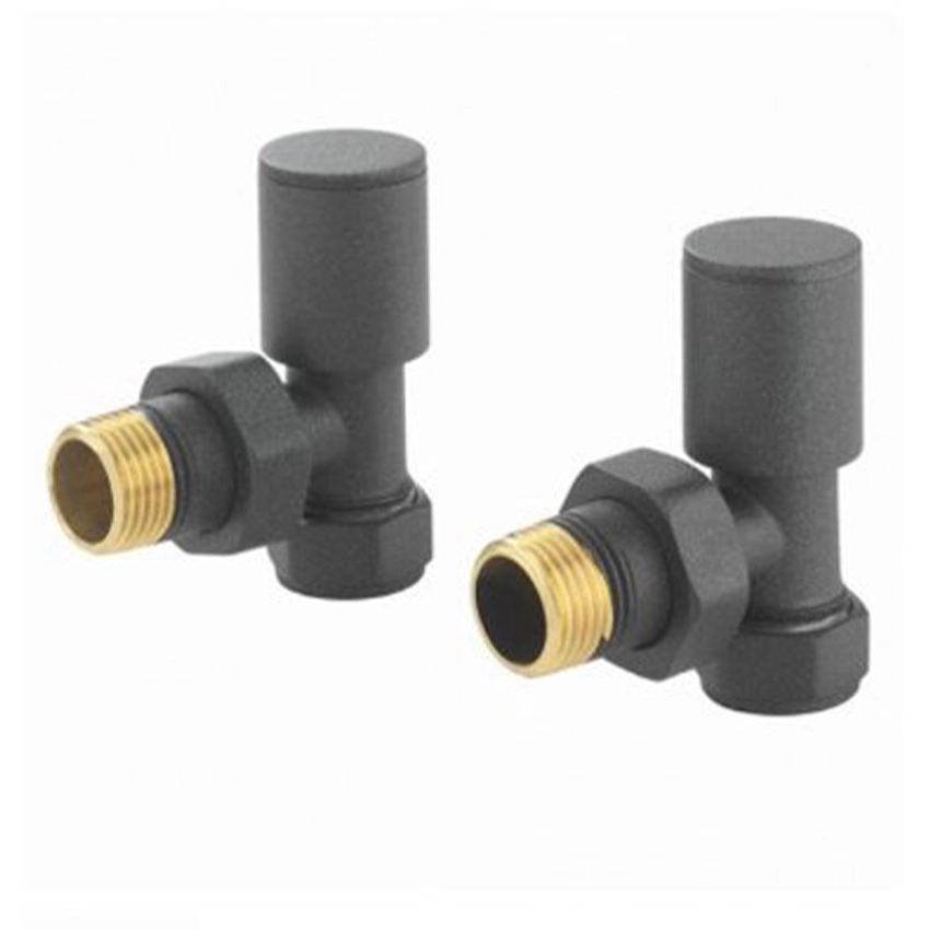 IVX Essential Manual Round Angled MINERAL Anthracite Radiator Valve (pair)