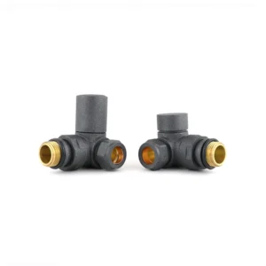 IVX Essential  Manual Round Corner MINERAL Anthracite Radiator Valve (pair)