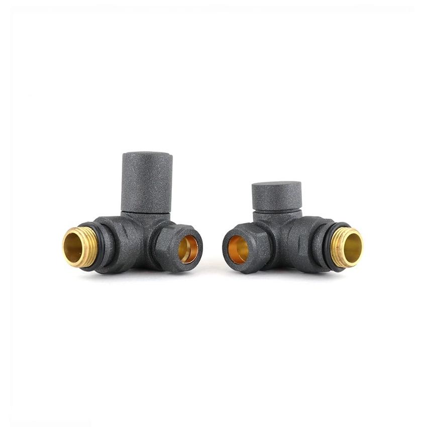 IVX Essential Manual Round Corner MINERAL Anthracite Radiator Valve (pair)