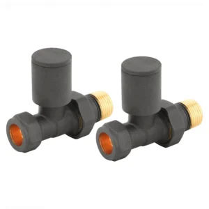 IVX Essential  Manual Round Straight MINERAL Anthracite Radiator Valve (pair)