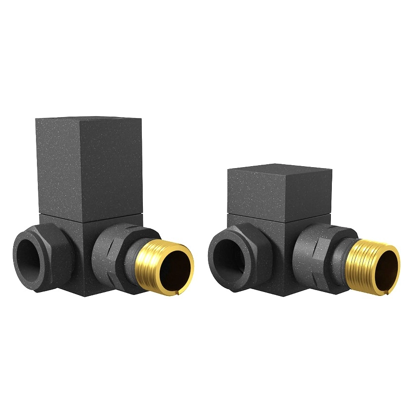 IVX Essential Manual Cubic Corner MINERAL Anthracite Radiator Valve (pair)