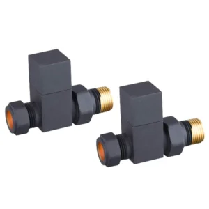IVX Essential  Manual Cubic Straight MINERAL Anthracite Radiator Valve (pair)