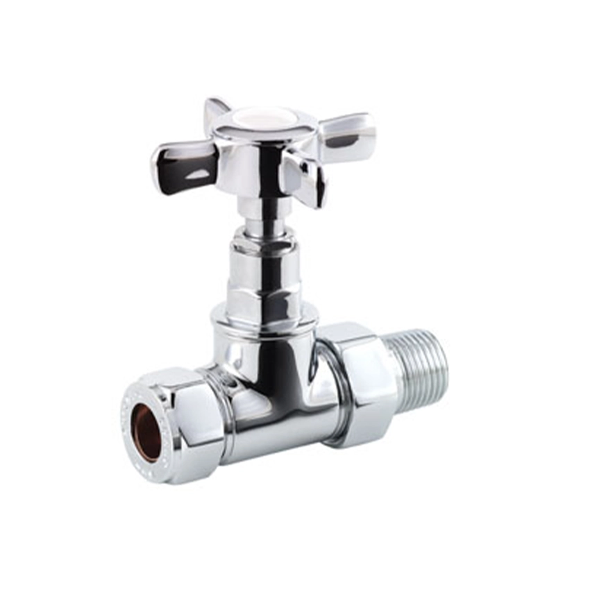 IVX Essential Manual Cross Head Straight Chrome Radiator Valve (pair)