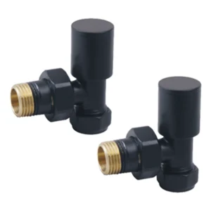 IVX Essential  Manual Round Angled Black Radiator Valve (pair)