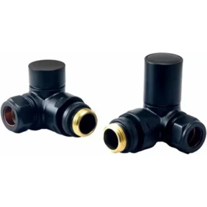 IVX Essential  Manual Round Corner Black Radiator Valve (pair)