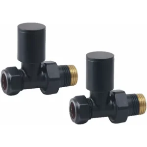 IVX Essential  Manual Round Straight Black Radiator Valve (pair)