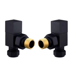 IVX Essential  Manual Square Angled Black Radiator Valve (pair)