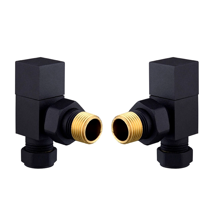 IVX Essential Manual Square Angled Black Radiator Valve (pair)