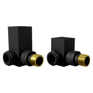 IVX Essential  Manual Square Corner Black Radiator Valve (pair)