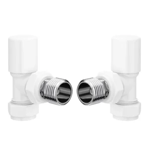 IVX Essential  Manual Round Angled Matt White Radiator Valve (pair)