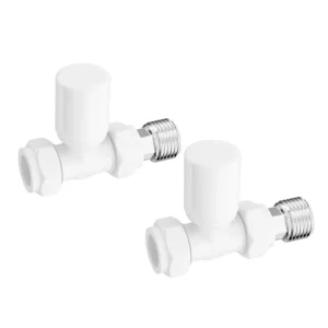 IVX Essential  Manual Round Straight Matt White Radiator Valve (pair)