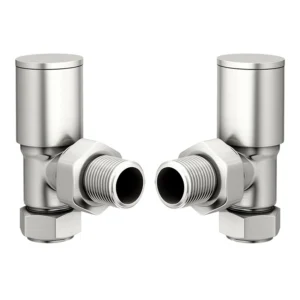 IVX Essential  Manual Round Angled Brushed Nickel Radiator Valve (pair)