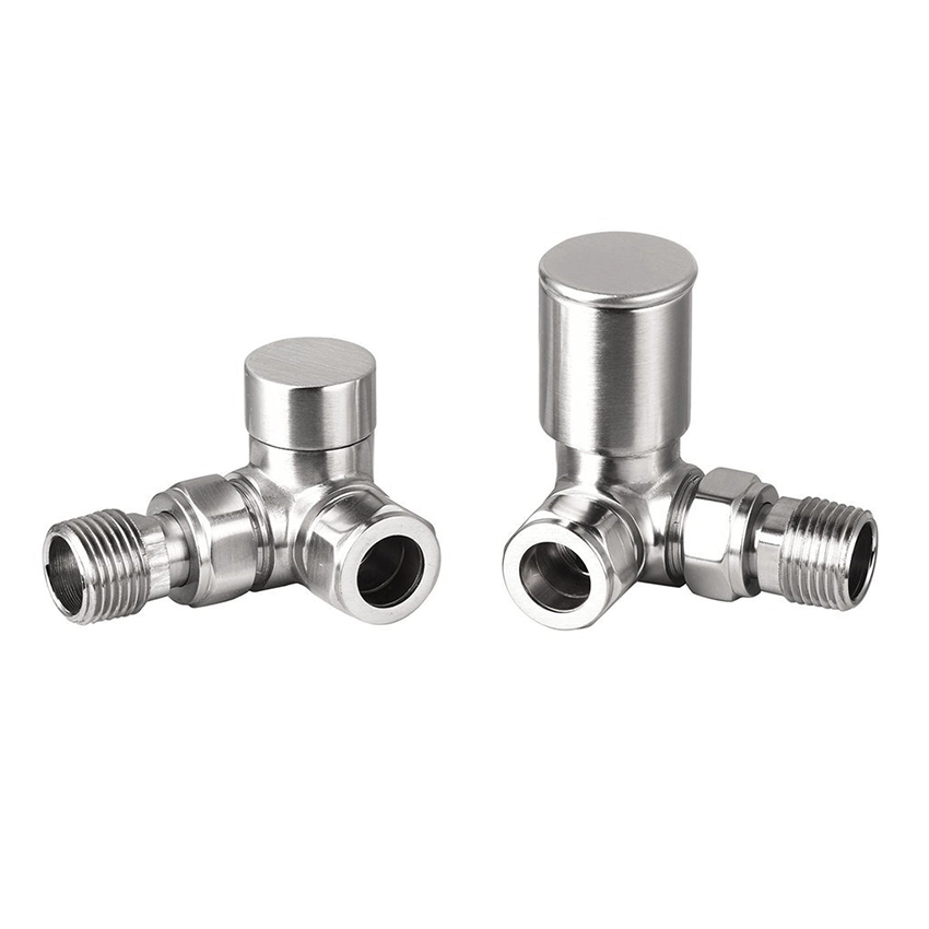 IVX Essential Manual Round Corner Brushed Nickel Radiator Valve (pair)