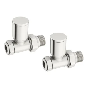 IVX Essential  Manual Round Straight Brushed Nickel Radiator Valve (pair)