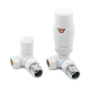 IVX Essential  Thermostatic Corner Matt White Radiator Valve & L/S
