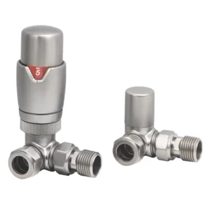 IVX Essential  Thermostatic Corner Brushed Nickel Radiator Valve & L/S