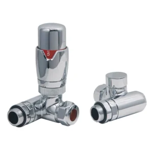 IVX Essential  Dual Fuel Thermostatic Round Corner Chrome Radiator Valve w/Element Port & L/S