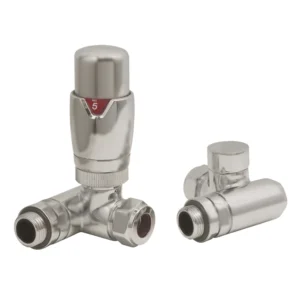 IVX Essential  Dual Fuel Thermostatic Round Corner Brushed Nickel Valve w/Element Port & L/S