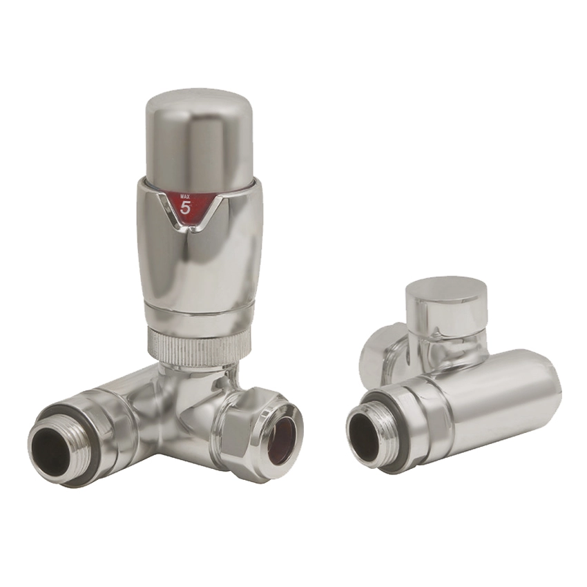 IVX Essential Dual Fuel Thermostatic Round Corner Brushed Nickel Valve w/Element Port & L/S