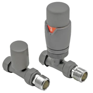 IVX Essential  Thermostatic Straight RAL 7012 Radiator Valve & L/S