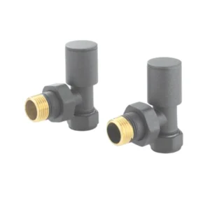 IVX Essential  Manual Round Angled RAL 7012 l Radiator Valve (pair)