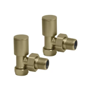 IVX Essential  Manual Round Angled Brushed Brass Radiator Valve (pair)