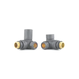 IVX Essential  Manual Round Straight RAL 7012 Radiator Valve (pair)