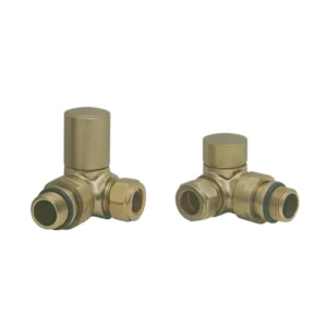 IVX Essential  Manual Round Corner Brushed Brass Radiator Valve (pair)