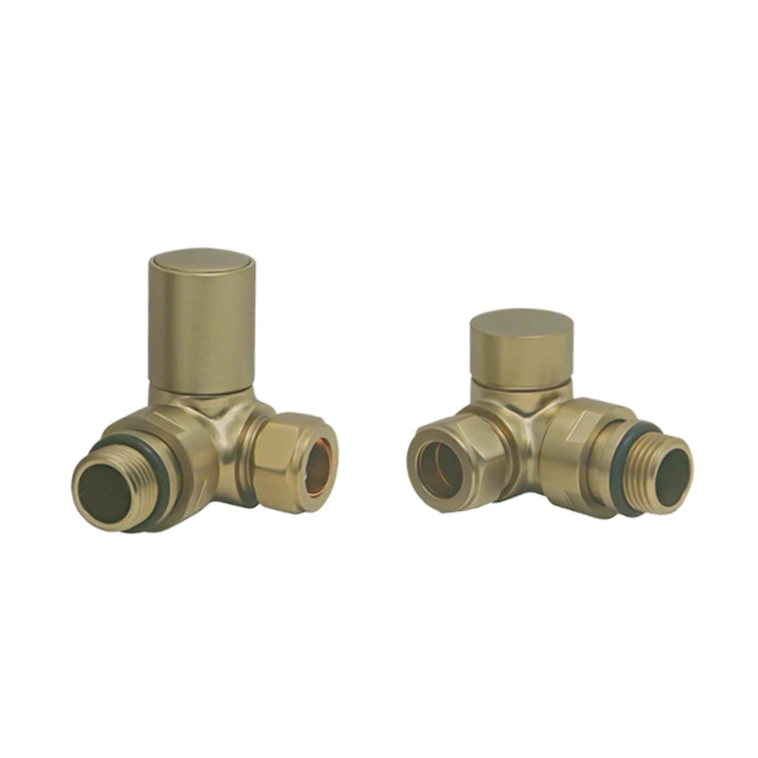 IVX Essential Manual Round Corner Brushed Brass Radiator Valve (pair)